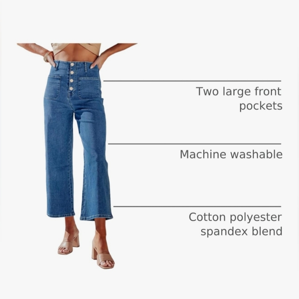 Sidefeel Women's Wide Leg Jeans High Waisted Stretchy Straight Leg - Never Worn - Picture 14 of 14
